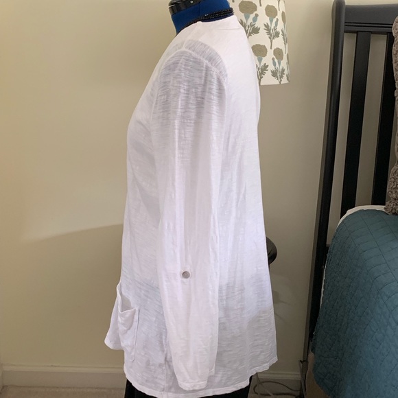 NWOT J Jill Cotton Jersey White Cardigan Sweater - Picture 2 of 5